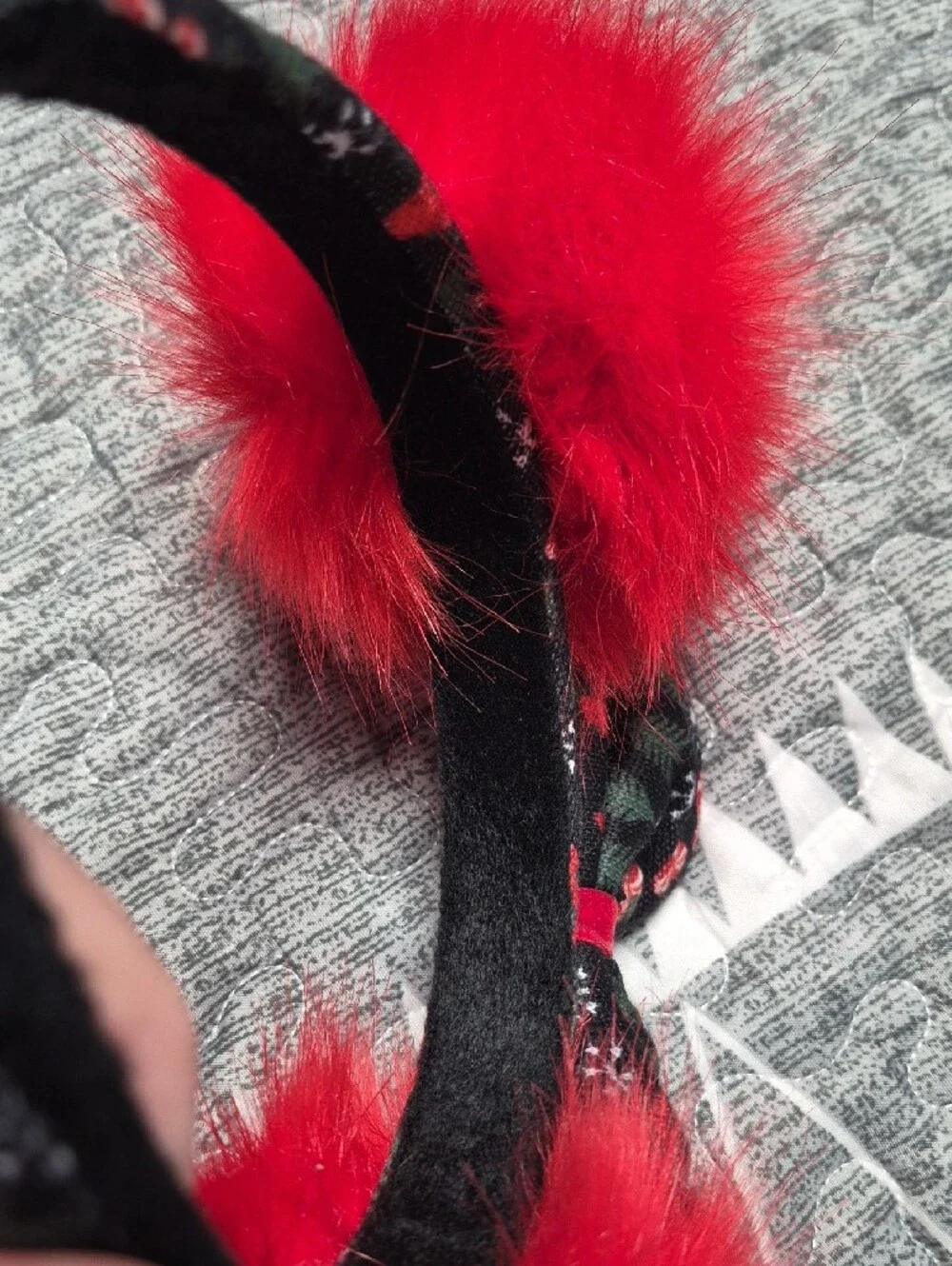 Disney Red Pom-Pom Bow Headband with Patterned Bow